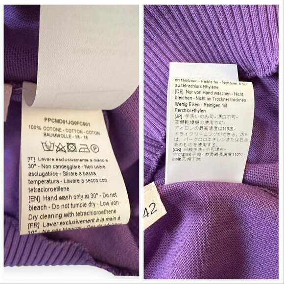 Plan C Striped Collar Cotton Knit Polo, Lavender, Size 42 IT, New with tag - Picture 6 of 15